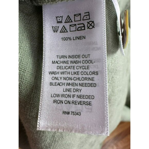 Rachel Zoe Midi Linen Dress Size XS Linen Green Button Front Short Sleeve Retro - Picture 13 of 13